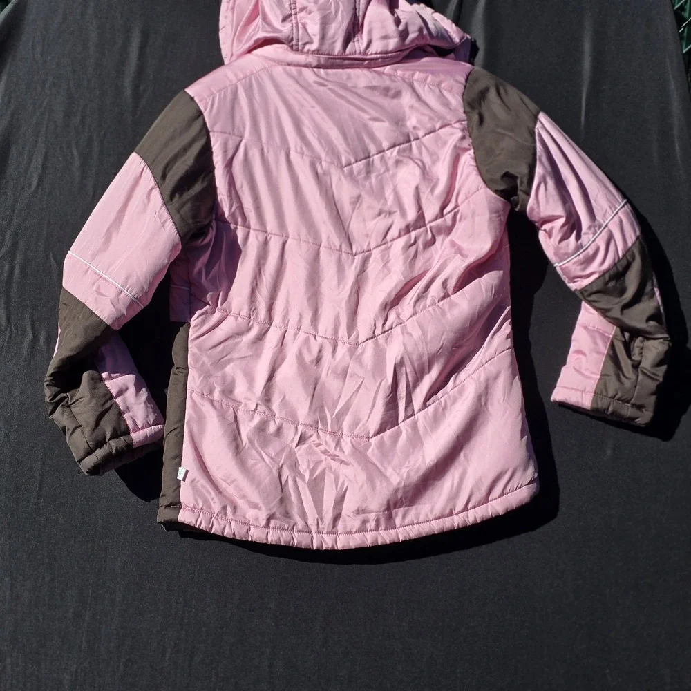 Glacier's Edge Girls Size 14 Pink Brown Hooded Insulated Winter Ski Jacket